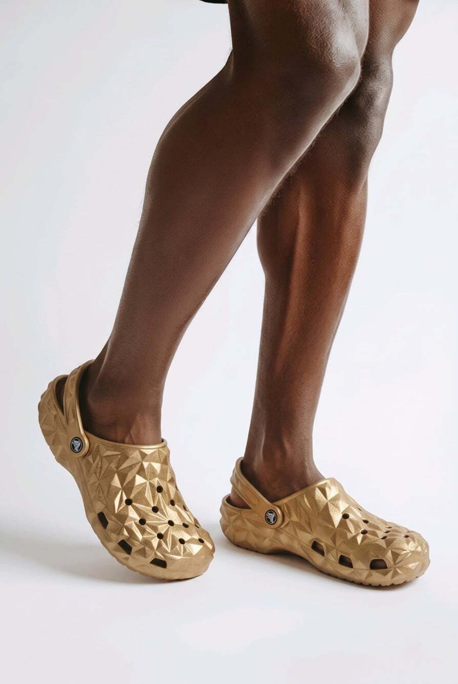 CROCS ComfortClassic Metallic Geometric Clog Gold Men 9 Women 11 RARE Slide Shoe